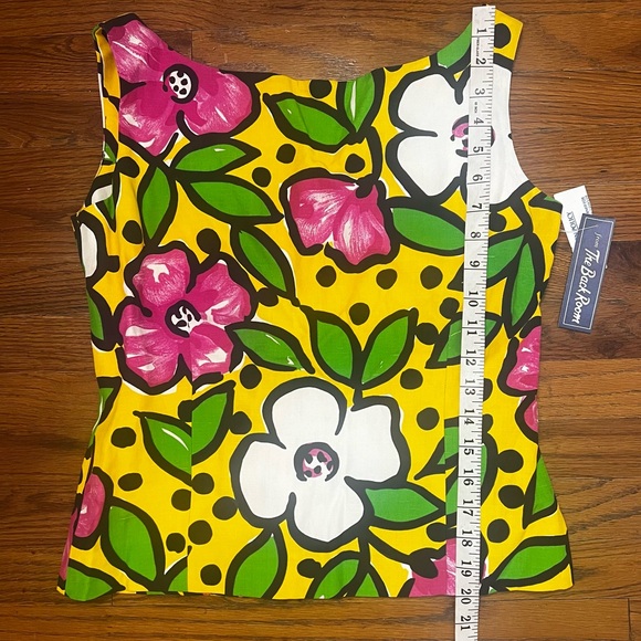 vintage adrienne vittadini sleeveless button up floral linen & silk blouse 6 - Picture 7 of 7